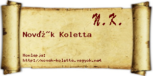 Novák Koletta névjegykártya